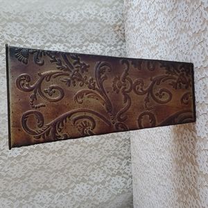 Home Interiors Square Embossed vase Floral 12" tall 4" sq base 6" sq opening NEW